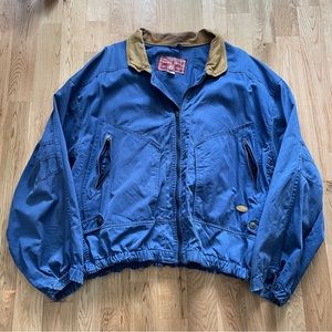 Vintage 90’s Pacific Trail Outdoors Cotton Windbreaker Leather Collar Jacket USA